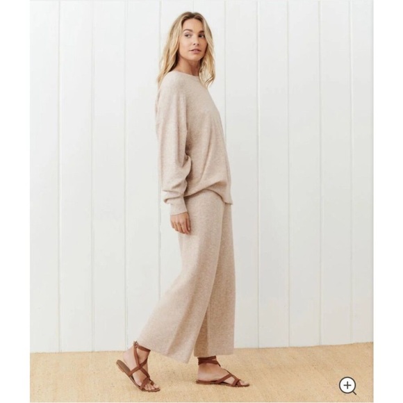 Jenni Kayne Marina Cashmere Blend Culotte Wide Leg Pants in Oatmeal Tan XS - Picture 3 of 11